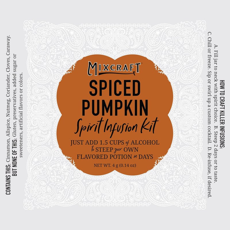 MixCraft Spirit Infusion Kit - Premium Craft Cocktail & Mocktail Mixer, Glass Bottle, Collapsible Funnel, Flavor Pouch & Recipe, Spiced Pumpkin - Image 3